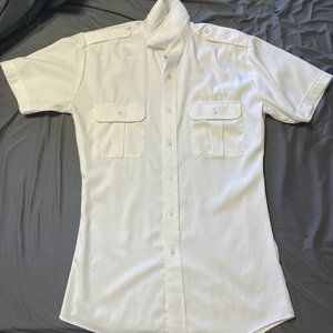 Crew Outfitters 15.5 Fitted Platinum Airline Pilot Shirt (Stretch Fabric)-White